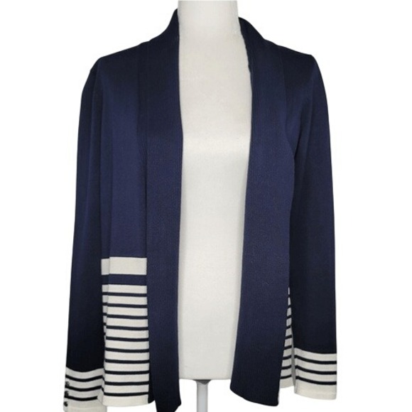 Roz & Ali Blue & White Long Sleeve Cardigan - Picture 2 of 12